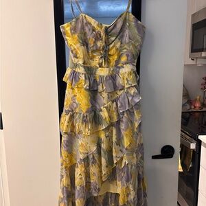 Ina Yellow & Lavender Floral High-Low Ruffle Dress